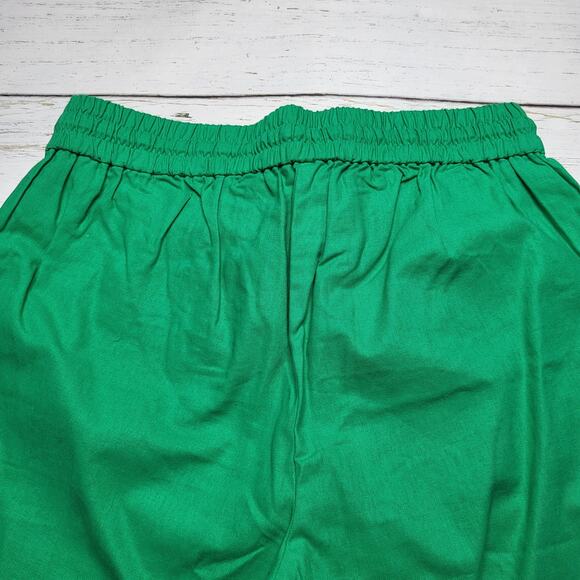 J Crew Tall Linen Cotton Blend Drawstring Pants Green Straight Leg Cuffed Hem 6T - Picture 6 of 9